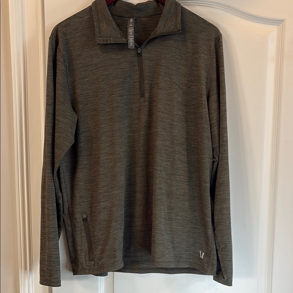 Vuori Men’s Long Sleeve Tee with Quarter Zip - Olive